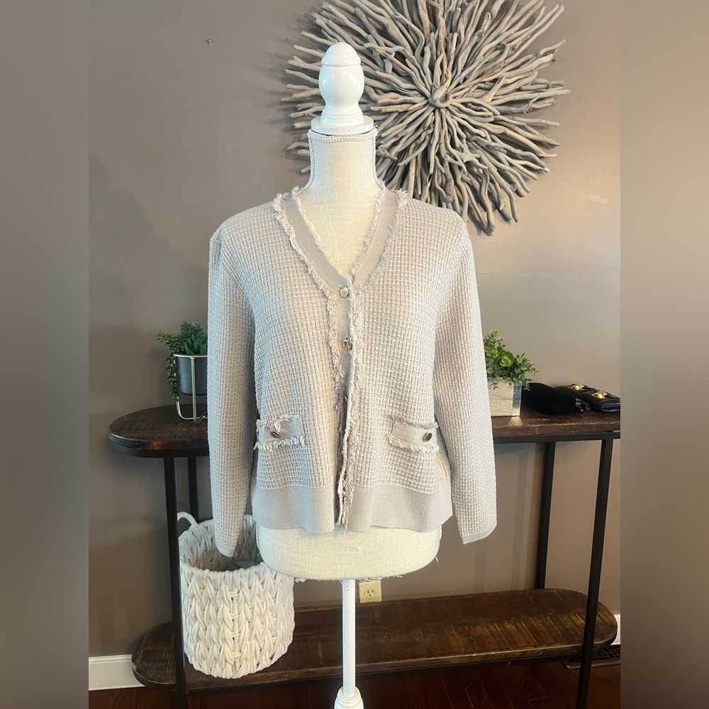 Adrianna Papell Knit Frayed Waffle Crop top‎